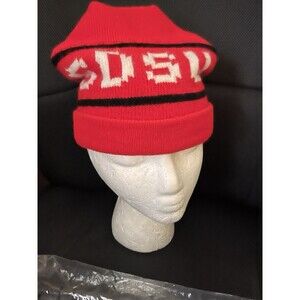 VINTAGE SDSU Hot Red Warm Ski Hat Beanie Bobble Retro Men Women Unisex